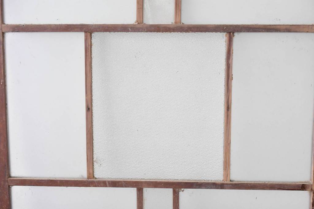 アンティーク建具　ペイント仕上げ限定　大正ロマン薫る桟入りガラス戸1枚　(R-085343)