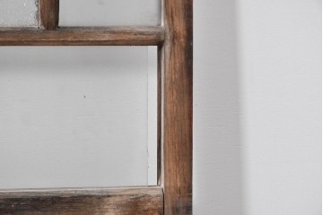 アンティーク建具　大正ロマン　味わい深い古い木味のガラス窓3枚セット　(R-085344)