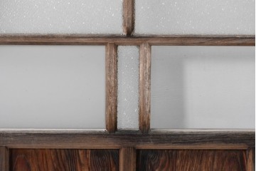 アンティーク建具　大正ロマン　味わい深い古い木味のガラス窓3枚セット　(R-085344)