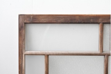 アンティーク建具　大正ロマン　味わい深い古い木味のガラス窓3枚セット　(R-085344)