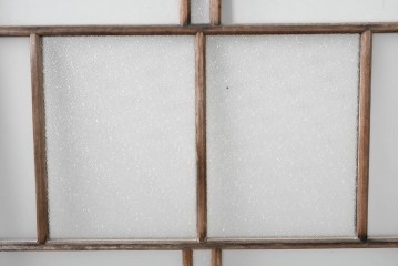 アンティーク建具　大正ロマン　味わい深い古い木味のガラス窓3枚セット　(R-085344)