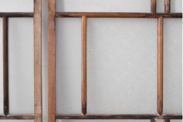 アンティーク建具　大正ロマン　味わい深い古い木味のガラス窓3枚セット　(R-085344)