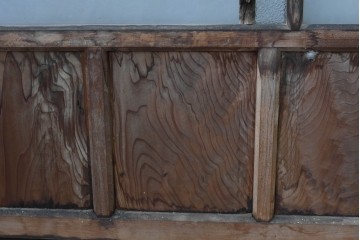 アンティーク建具　大正ロマン　味わい深い古い木味のガラス窓3枚セット　(R-085344)