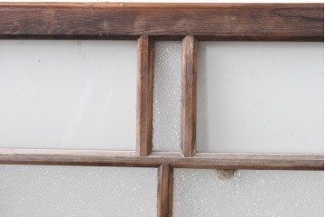 アンティーク建具　大正ロマン　味わい深い古い木味のガラス窓3枚セット　(R-085344)