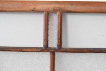 アンティーク建具　大正ロマン　味わい深い古い木味のガラス窓3枚セット　(R-085344)
