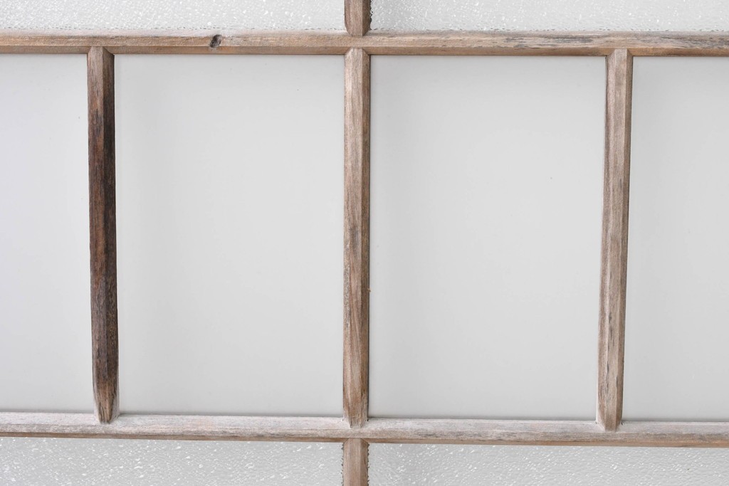 アンティーク建具　素朴な木味が魅力のガラス窓2枚セット　(R-085346)