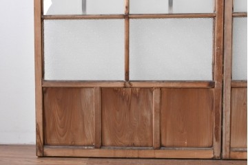 アンティーク建具　素朴な木味が魅力のガラス窓2枚セット　(R-085346)