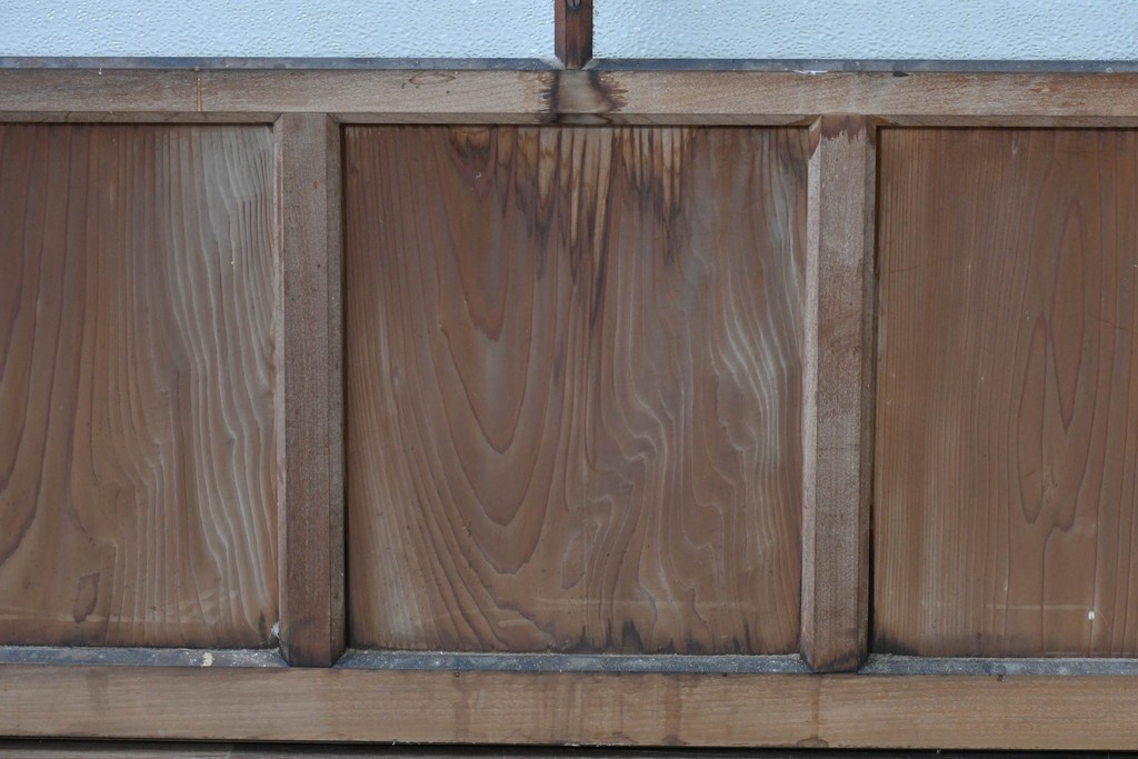 アンティーク建具　素朴な木味が魅力のガラス窓2枚セット　(R-085346)