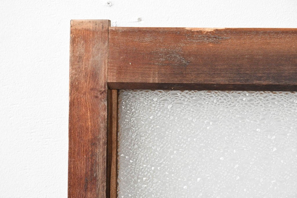 アンティーク建具　素朴な木味が魅力のガラス窓2枚セット　(R-085346)