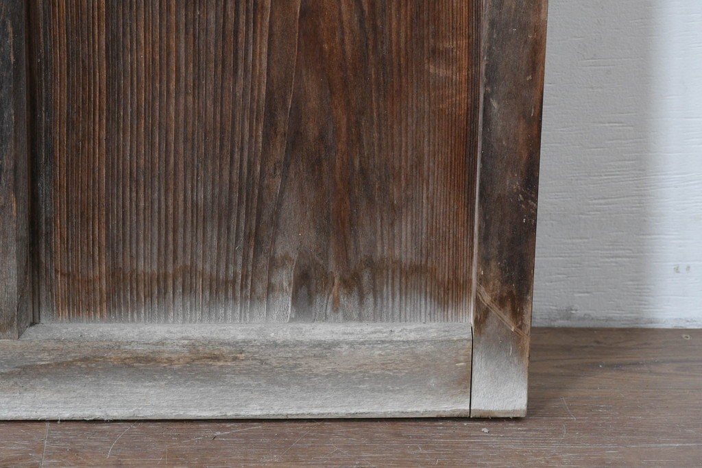 アンティーク建具　素朴な木味が魅力のガラス窓2枚セット　(R-085346)