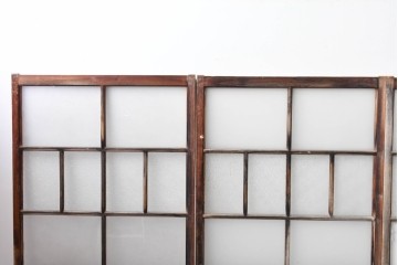 アンティーク建具　昭和初期　味わい深い木味のガラス窓4枚セット　(R-085347)