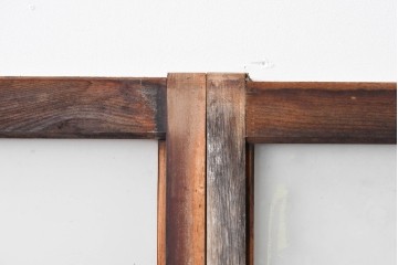 アンティーク建具　昭和初期　味わい深い木味のガラス窓4枚セット　(R-085347)