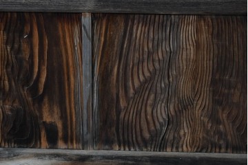 アンティーク建具　昭和初期　味わい深い木味のガラス窓4枚セット　(R-085347)