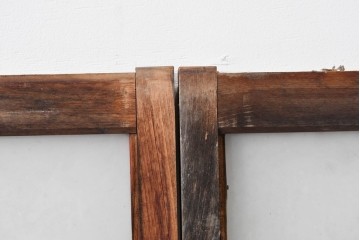 アンティーク建具　昭和初期　味わい深い木味のガラス窓4枚セット　(R-085347)
