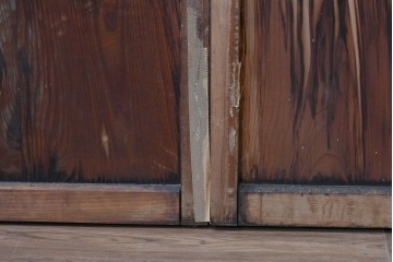 アンティーク建具　昭和初期　味わい深い木味のガラス窓4枚セット　(R-085347)