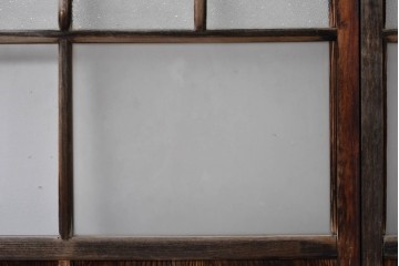 アンティーク建具　昭和初期　味わい深い木味のガラス窓4枚セット　(R-085347)