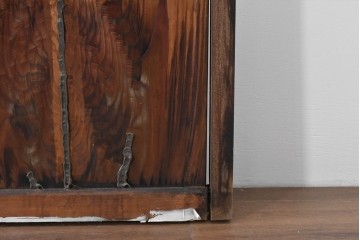 アンティーク建具　昭和初期　味わい深い木味のガラス窓4枚セット　(R-085347)