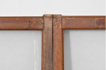 アンティーク建具　昭和初期　味わい深い木味のガラス窓4枚セット　(R-085347)