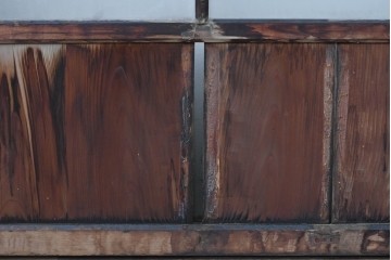 アンティーク建具　昭和初期　味わい深い木味のガラス窓4枚セット　(R-085347)