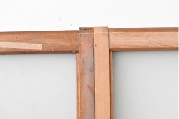 アンティーク建具　昭和初期　味わい深い木味のガラス窓4枚セット　(R-085347)