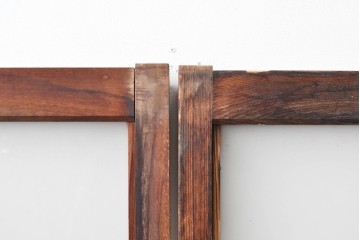 アンティーク建具　昭和初期　味わい深い木味のガラス窓4枚セット　(R-085347)