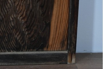 アンティーク建具　昭和初期　味わい深い木味のガラス窓4枚セット　(R-085347)