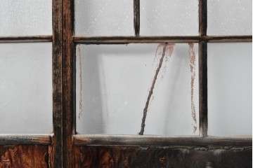 アンティーク建具　昭和初期　木味が風合い豊かなガラス窓4枚セット　(R-085348)