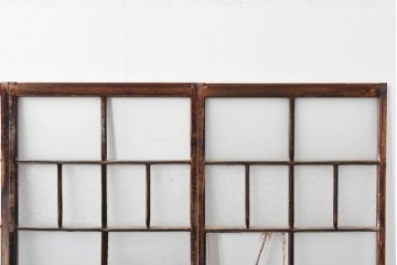 アンティーク建具　昭和初期　木味が風合い豊かなガラス窓4枚セット　(R-085348)