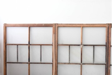 アンティーク建具　昭和初期　木味が風合い豊かなガラス窓4枚セット　(R-085348)