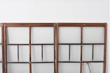 アンティーク建具　昭和初期　木味が風合い豊かなガラス窓4枚セット　(R-085348)