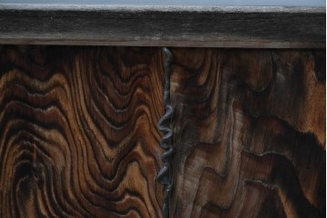 アンティーク建具　昭和初期　木味が風合い豊かなガラス窓4枚セット　(R-085348)