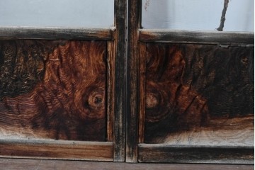 アンティーク建具　昭和初期　木味が風合い豊かなガラス窓4枚セット　(R-085348)