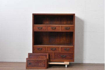 和製ヴィンテージ　美品　最高峰　松本民芸家具　通商産業大臣指定伝統工芸品　上質な作り込みの茶箪笥　定価約152万円相当　(R-085349)