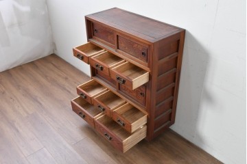 和製ヴィンテージ　美品　最高峰　松本民芸家具　通商産業大臣指定伝統工芸品　上質な作り込みの茶箪笥　定価約152万円相当　(R-085349)