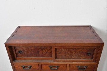 和製ヴィンテージ　美品　最高峰　松本民芸家具　通商産業大臣指定伝統工芸品　上質な作り込みの茶箪笥　定価約152万円相当　(R-085349)