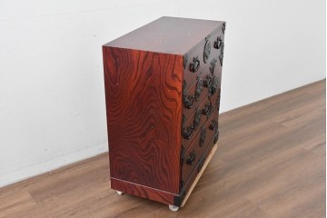 中古　美品　岩谷堂箪笥　迫力ある木目と重厚な金具が映える小箪笥　(R-085354)