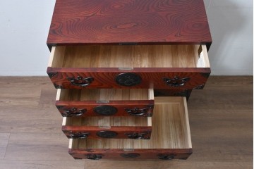 中古　美品　岩谷堂箪笥　迫力ある木目と重厚な金具が映える小箪笥　(R-085354)