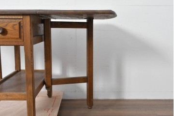 和製ヴィンテージ　ナラ材　機能美が魅力的な引き出し付きのバタフライテーブル　(R-085357)