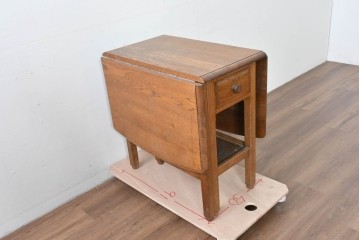 和製ヴィンテージ　ナラ材　機能美が魅力的な引き出し付きのバタフライテーブル　(R-085357)