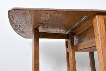 和製ヴィンテージ　ナラ材　機能美が魅力的な引き出し付きのバタフライテーブル　(R-085357)