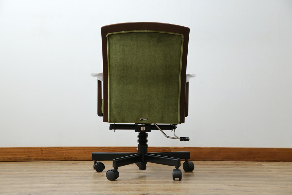 中古　美品　希少な廃番品　maruni(マルニ木工)　地中海シリーズ　深みのあるグリーンが上品なデスクチェア　(R-085362)