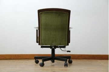 中古　美品　希少な廃番品　maruni(マルニ木工)　地中海シリーズ　深みのあるグリーンが上品なデスクチェア　(R-085362)
