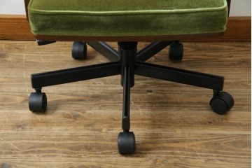 中古　美品　希少な廃番品　maruni(マルニ木工)　地中海シリーズ　深みのあるグリーンが上品なデスクチェア　(R-085362)