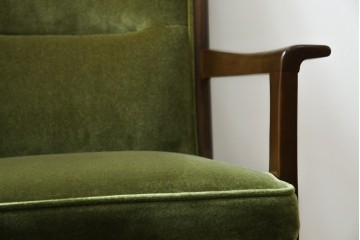 中古　美品　希少な廃番品　maruni(マルニ木工)　地中海シリーズ　深みのあるグリーンが上品なデスクチェア　(R-085362)