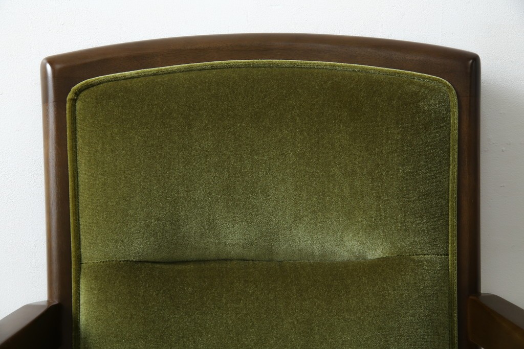 中古　美品　希少な廃番品　maruni(マルニ木工)　地中海シリーズ　深みのあるグリーンが上品なデスクチェア　(R-085362)