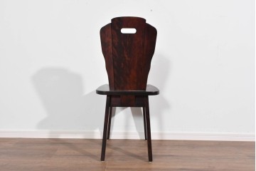 中古　美品　神居民芸家具　素朴な温もりとやわらかな背板デザインが魅力のチェア　(R-085365)