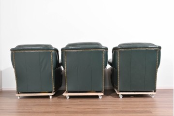 中古　展示品　超美品　ホワイトハウス御用達　アメリカ高級家具　ハンコックアンドムーア(Hancock&Moore)　クラシカルな1人掛けレザーソファ3脚セット　セット定価約270万円相当　(R-085366)