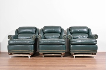 中古　展示品　超美品　ホワイトハウス御用達　アメリカ高級家具　ハンコックアンドムーア(Hancock&Moore)　クラシカルな1人掛けレザーソファ3脚セット　セット定価約270万円相当　(R-085366)