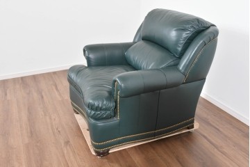 中古　展示品　超美品　ホワイトハウス御用達　アメリカ高級家具　ハンコックアンドムーア(Hancock&Moore)　クラシカルな1人掛けレザーソファ3脚セット　セット定価約270万円相当　(R-085366)