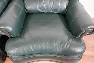 中古　展示品　超美品　ホワイトハウス御用達　アメリカ高級家具　ハンコックアンドムーア(Hancock&Moore)　クラシカルな1人掛けレザーソファ3脚セット　セット定価約270万円相当　(R-085366)